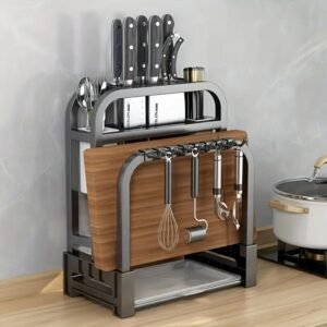 1pc Stainless Steel Knife Holder Kitchen Rack - Cutting Board Rack