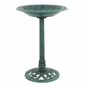 28-Inch Vintage Pedestal Bird Bath for Outdoor Garden Decor